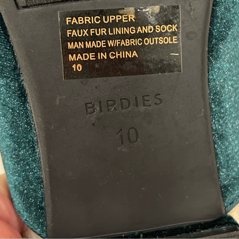 BIRDIES Phoebe Faux Fur Velvet Mule Slide Emerald Green Size 10 - Picture 7 of 9
